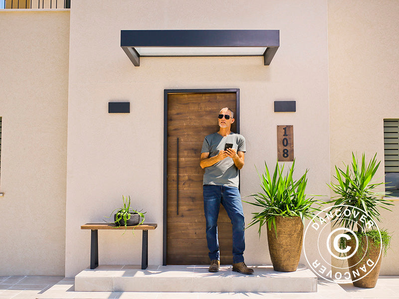 Dør baldakin Sophia 1600, Palram/Canopia, 0,95x1,6x0,17m, Mørk grå/Klar