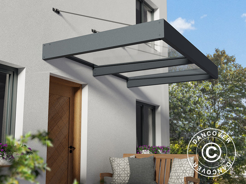 Dør baldakin Sophia XL 2000, Palram/Canopia, 1,40x1,92x0,17m, Mørk grå/Klar