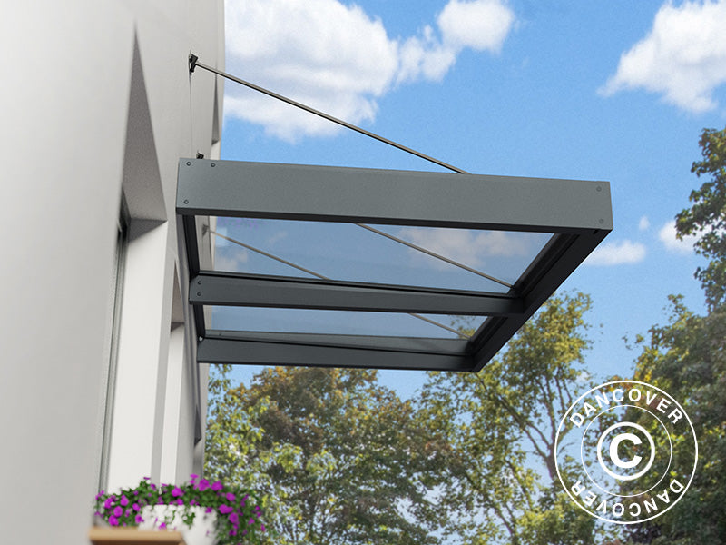 Dør baldakin Sophia XL 2000, Palram/Canopia, 1,40x1,92x0,17m, Mørk grå/Klar