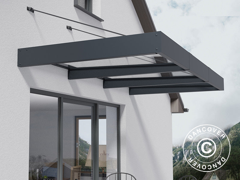 Dør baldakin Sophia XL 3000, Palram/Canopia, 1,40x2,86x0,17m, Mørk grå/Klar