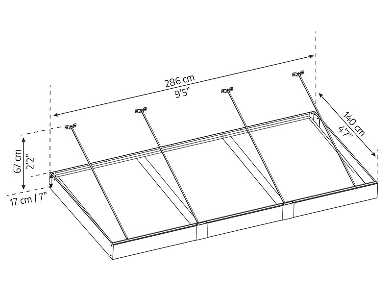 Dør baldakin Sophia XL 3000, Palram/Canopia, 1,40x2,86x0,17m, Mørk grå/Klar