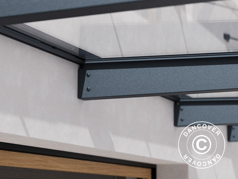 Dør baldakin Sophia XL 4000, Palram/Canopia, 1,40x3,79x0,17m, Mørk grå/Klar