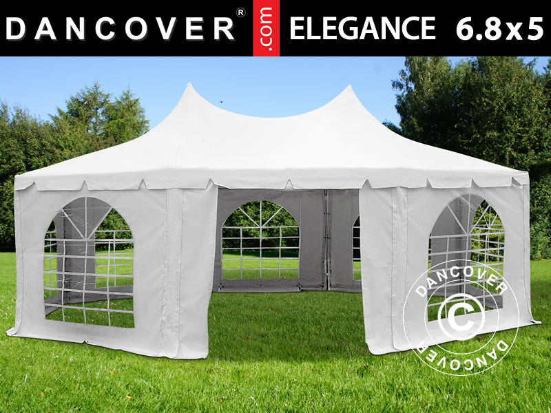 Partytelt Elegance PRO, åttekantet 6,8x5m, PVC