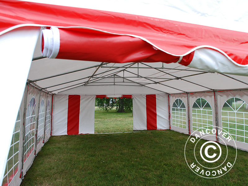 Partytelt Exclusive 6x10m PVC, Rød/Hvit