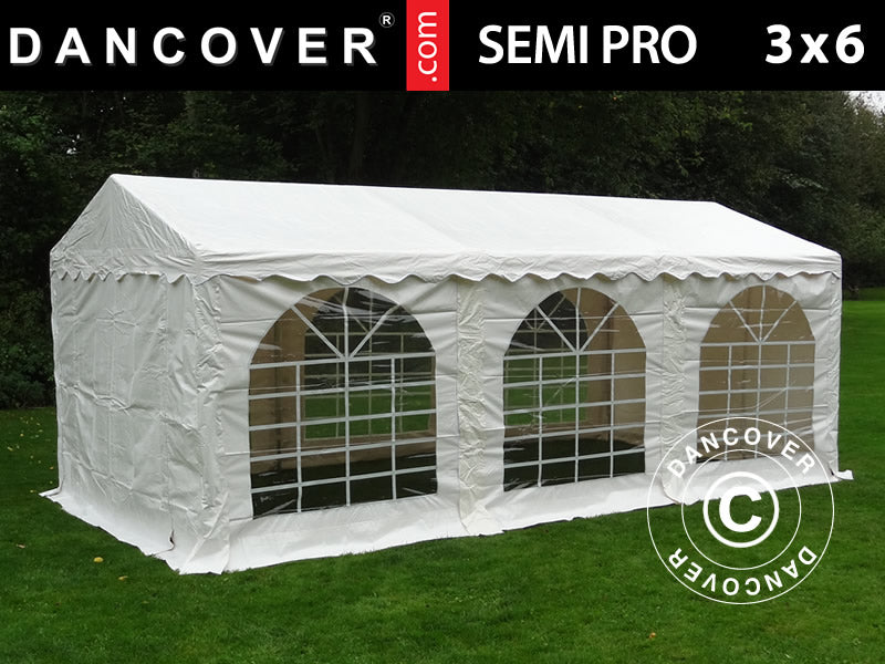 Partytelt SEMI PRO Plus 3x6m PVC 900, Hvit