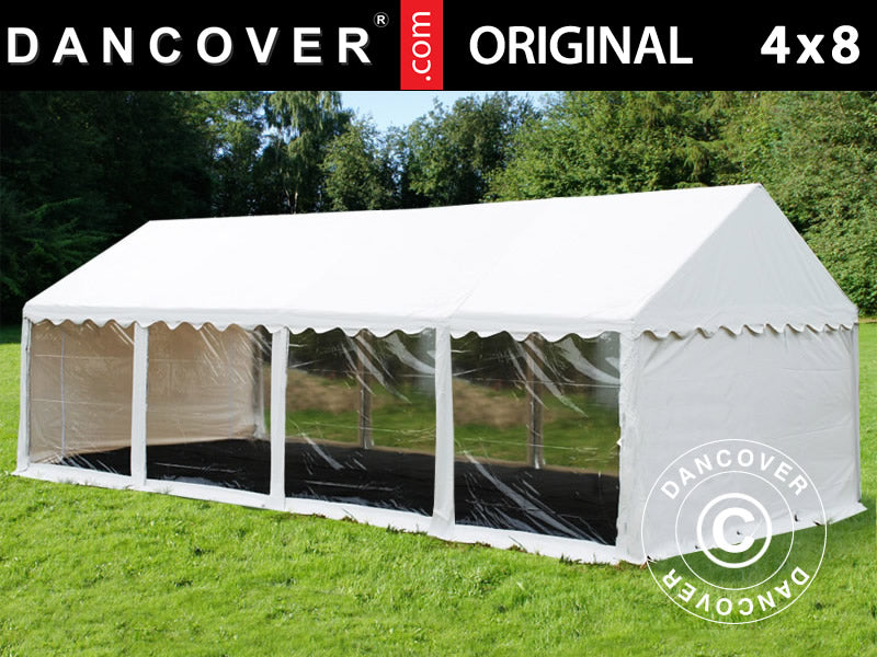 Partytelt Original 4x8m PVC 900, Panorama, Hvit