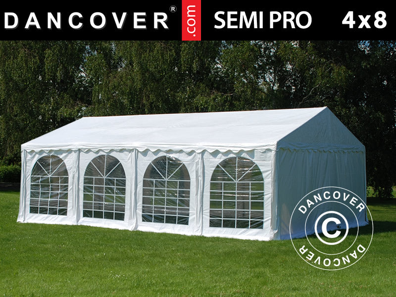 Partytelt SEMI PRO Plus 4x8m PVC 900, Hvit
