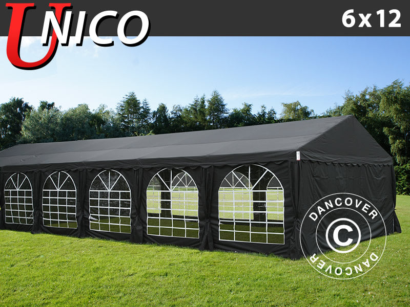 Partytelt UNICO 6x12m, Svart