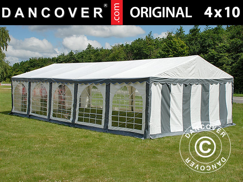 Partytelt Original 4x10m PVC 900, Grå/Hvit