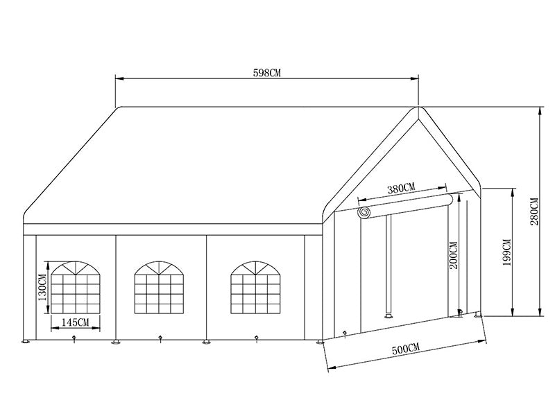 Partytelt Basic 5x6m PE 500, Hvit