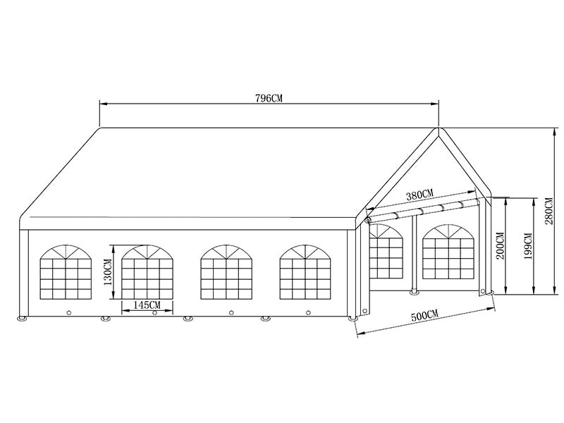 Partytelt Basic 5x8m PE 500, Hvit