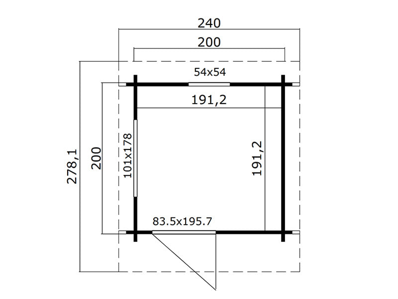 Badstuehytte Ruka, 2x2m, 3,6m², Naturlig