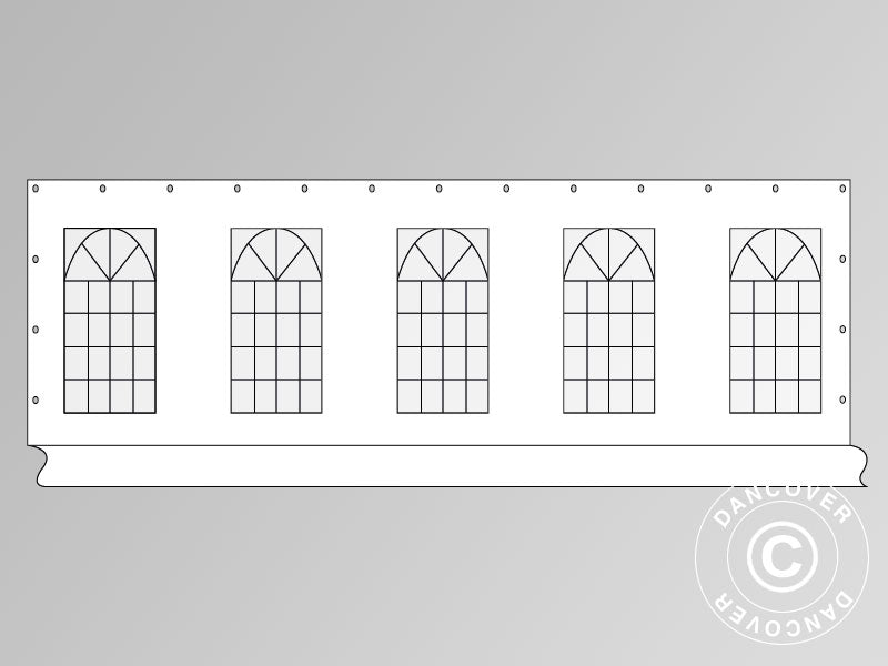 Sidevegg med vindu til partyteltet PLUS 10m, Hvit