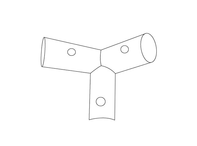 3-veis rørkobling, Ø42mm, 110°