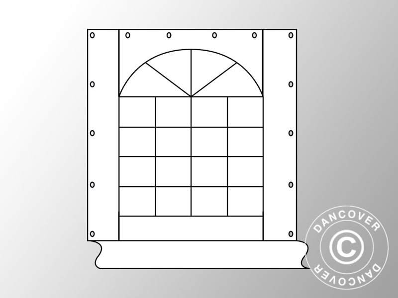 Sidevegg med dør til Pagoda Exclusive, PVC, Hvit
