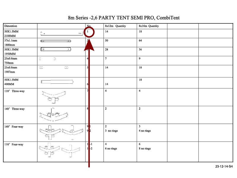 Reservedel, stå-ben, Ø50mm, 2188mm