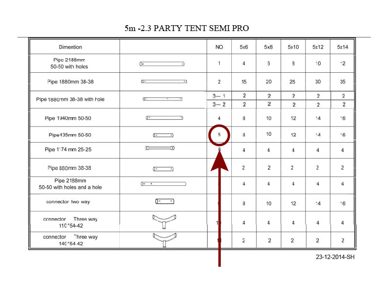 Rør til tak, Ø50mm, 435mm