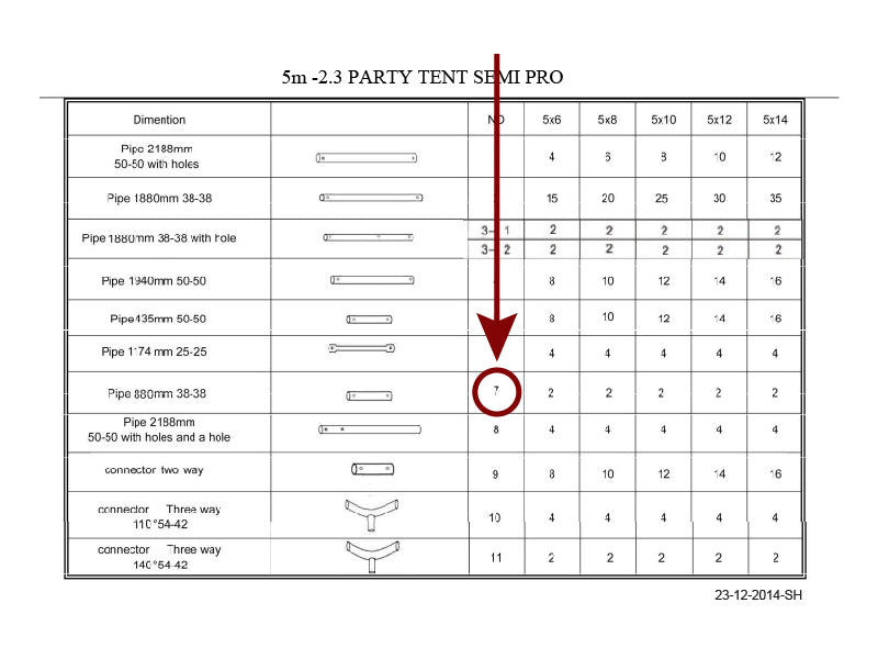 Rør til bunnramme, Ø38mm, 880mm