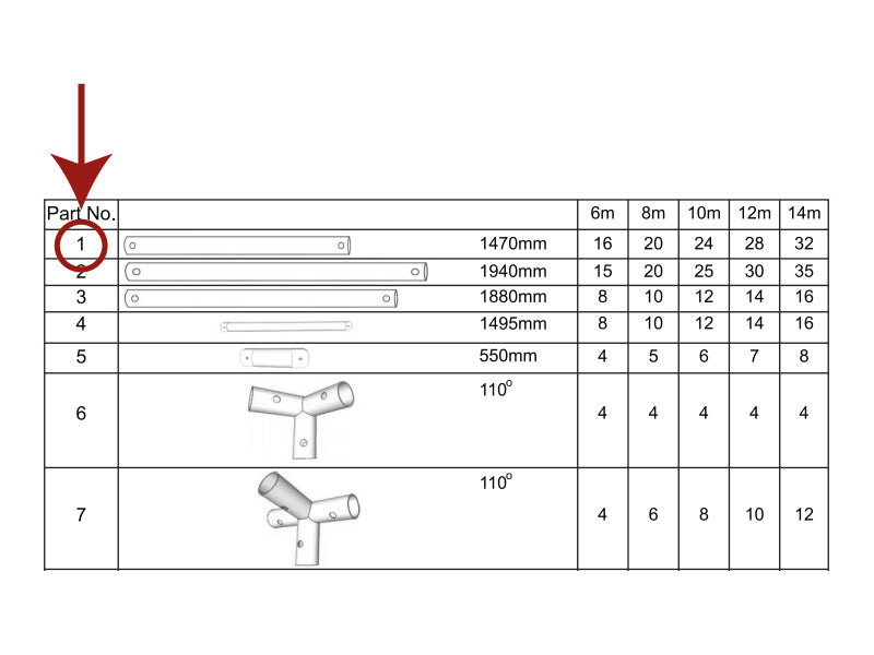 Rør til tak, Ø38mm, 1470mm