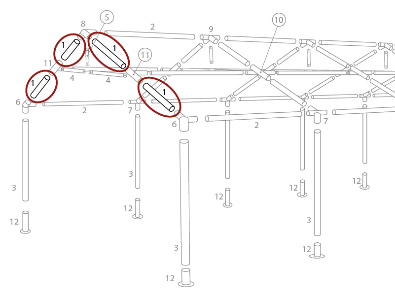 Rør til tak, Ø38mm, 1470mm