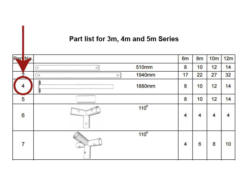 Stå-ben, Ø38mm, 1880mm