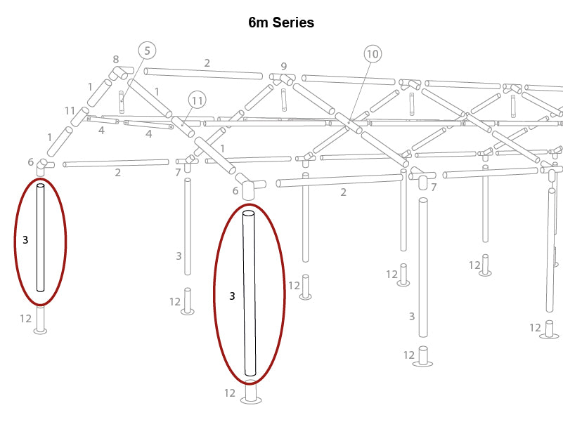 Stå-ben, Ø38mm, 1880mm