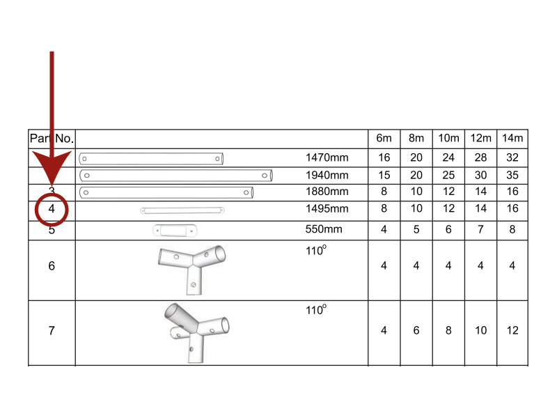 Gavlrør horisontal, Ø25mm, 1475mm