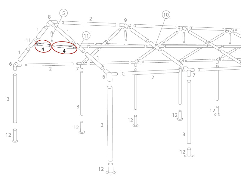Gavlrør horisontal, Ø25mm, 1475mm