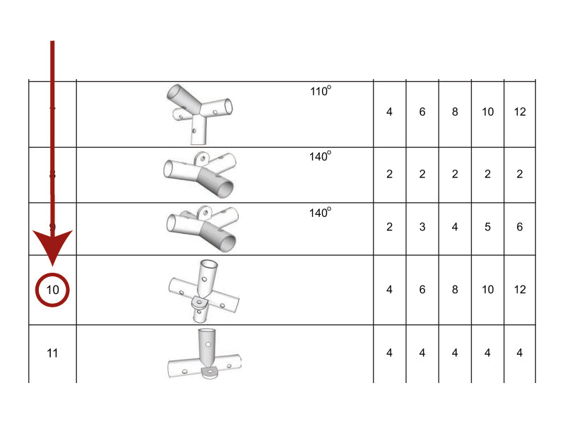 4-veis rettvinklet rørkobling m/flens, Ø42mm, 250x250mm
