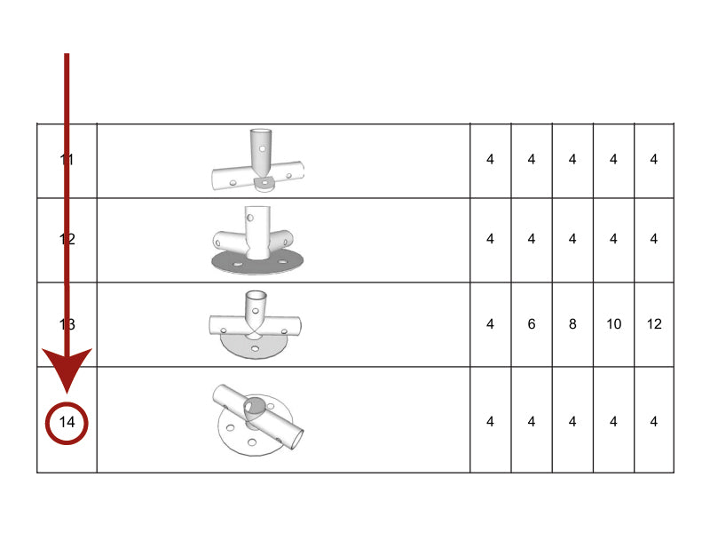 2-veis rørkobling for bunnramme, Ø42mm, 250x50mm
