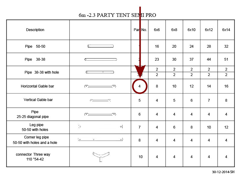 Gavlrør horisontal, Ø25mm, 1495mm