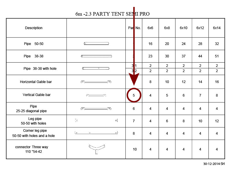 Gavlrør vertikalt, Ø25mm, 550mm