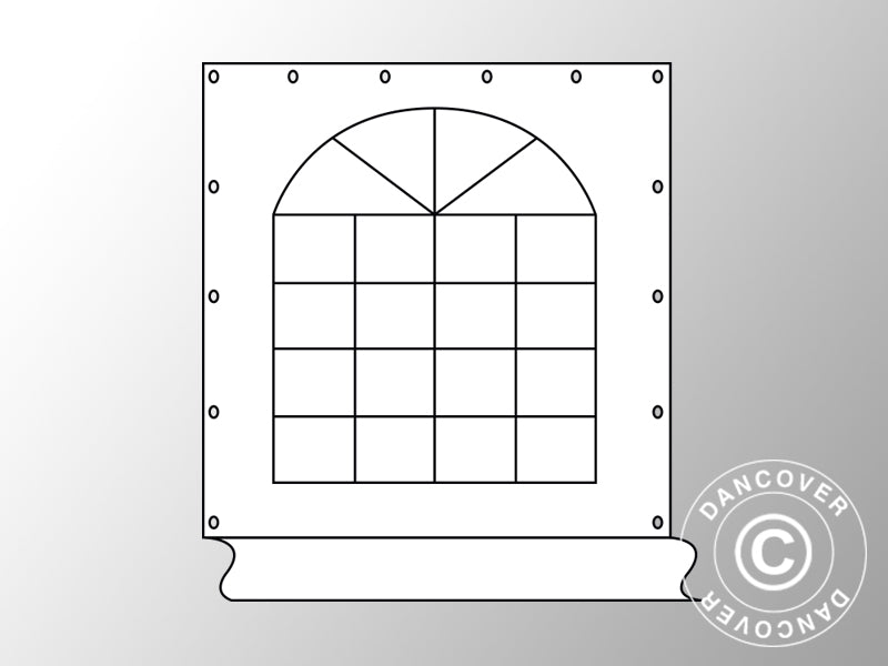 Sidevegg med vindu 2,33m, PVC, Hvit