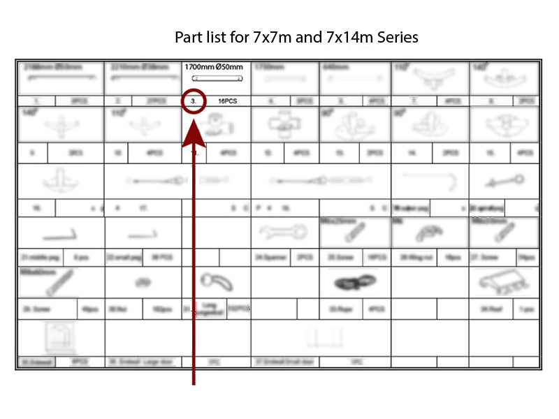 Rør til tak, Ø50mm, 1700mm
