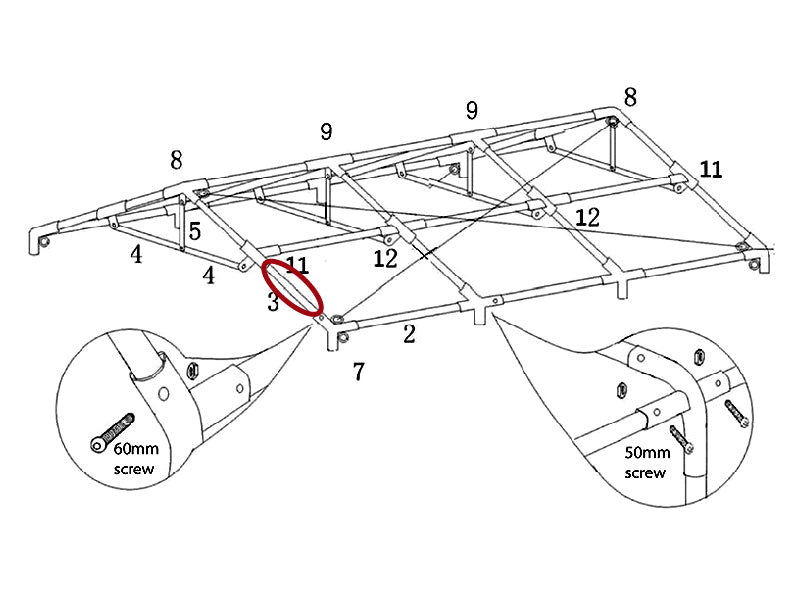 Rør til tak, Ø50mm, 1700mm