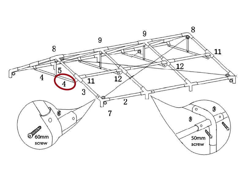 Gavlrør horisontal, Ø25mm, 1750mm