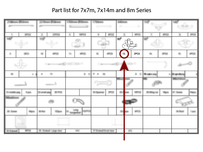 3-veis rørkobling til bunnramme, Ø42+Ø54mm, 90°