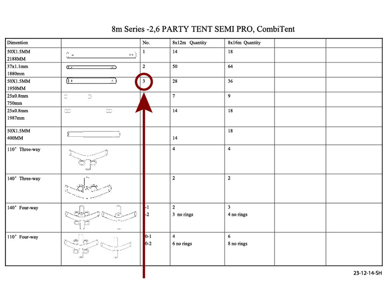 Rør til tak, Ø50mm, 1950mm
