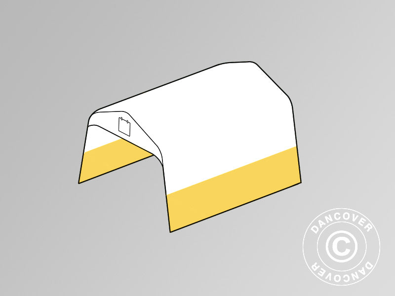 Takduk til lagertelt/arbeidstelt PRO 3,6x4,8m, PVC, Hvit/gul