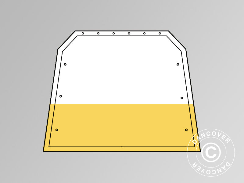 Endevegg/dør til lagertelt/arbeidstelt PRO 3,6m, PVC, Hvit/gul
