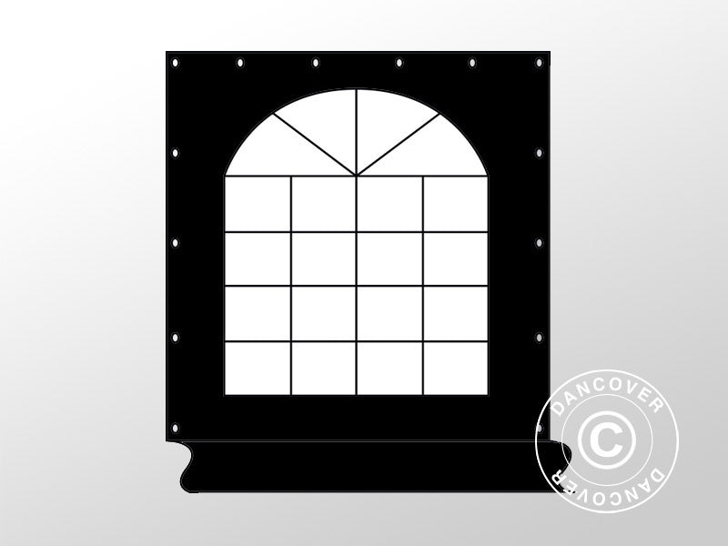 Sidevegg med vindu 2,33m, polyester, Svart