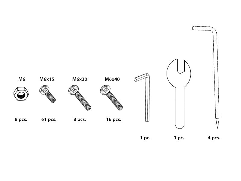 Pose m/muttere, bolter med mer