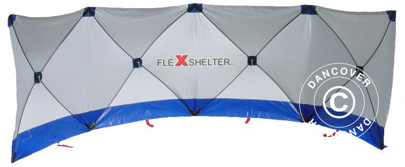 Sikringsskjerm FleXshelter PRO, 7,2x1,8m, hvit/blå