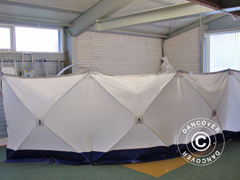 Sikringsskjerm FleXshelter PRO, 7,2x1,8m, hvit/blå