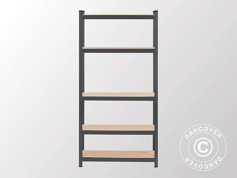 Oppbevaringshylle m/5 hyller, 0,9x0,45x1,8m, Grå