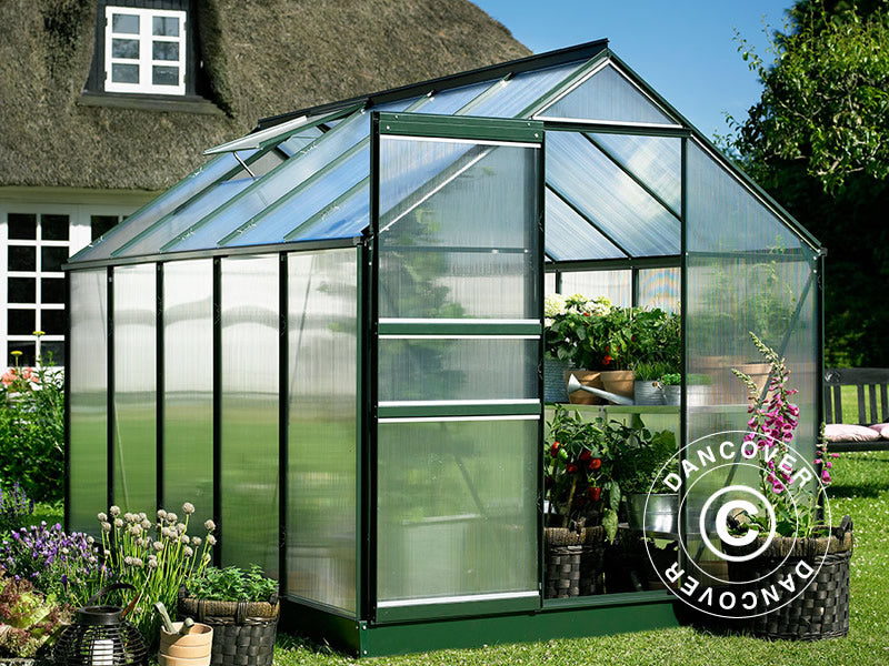 Drivhus Polykarbonat Halls Popular 5m², 1,93x2,57x1,95m, Grønn