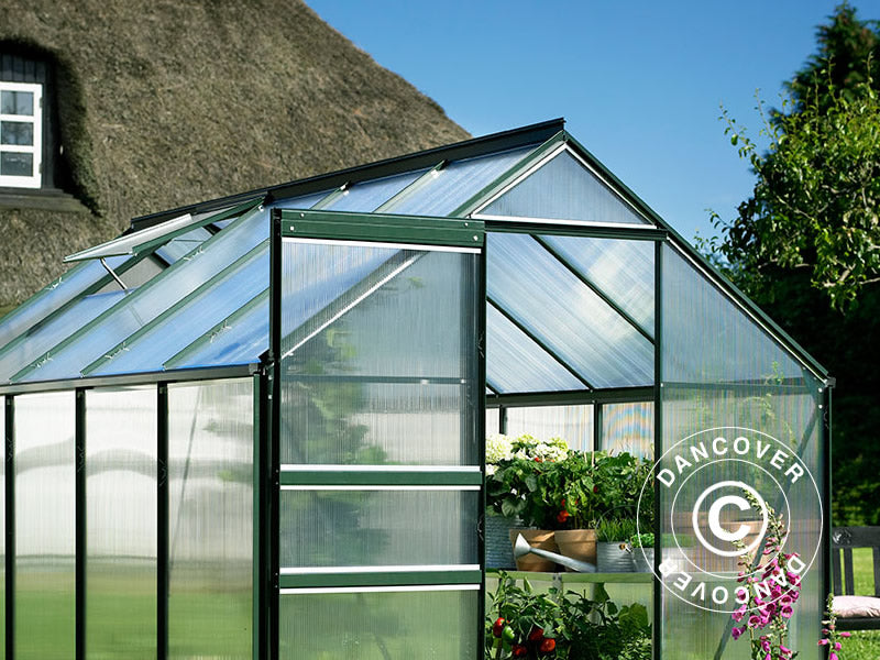 Drivhus Polykarbonat Halls Popular 6,2m², 1,93x3,19x1,95m, Grønn