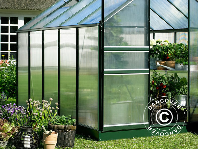 Drivhus Polykarbonat Halls Popular 6,2m², 1,93x3,19x1,95m, Grønn