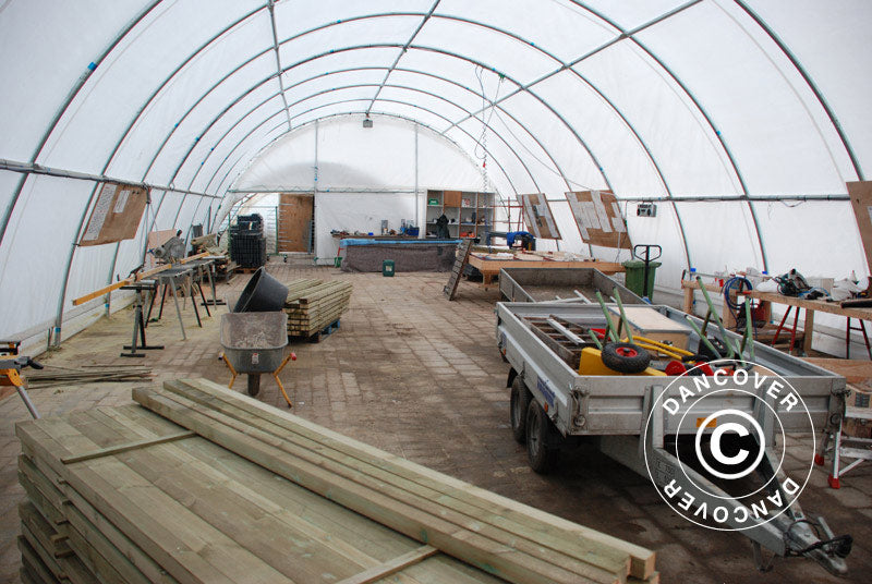 Rundbuehall 9,15x12x4,5m, PVC, Hvit