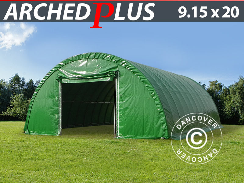 Rundbuehall 9,15x20x4,5m, PVC, Grønn